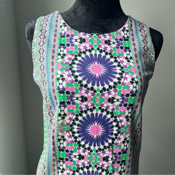 London Times Pink and Green Geometric Midi Dress - Picture 2 of 9